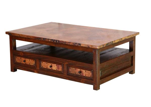 Weston Copper Coffee Table w/ Open Shelf & 6-Drawers