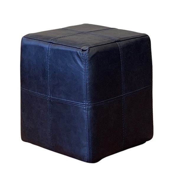 Cubo Regatta Blue Leather Ottoman