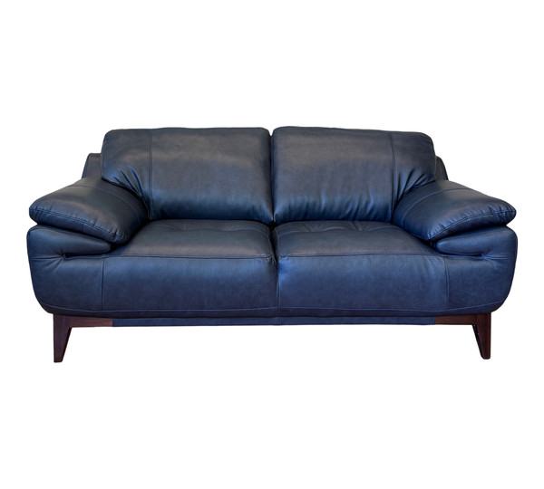 Beraldi Regatta Blue Leather Loveseat