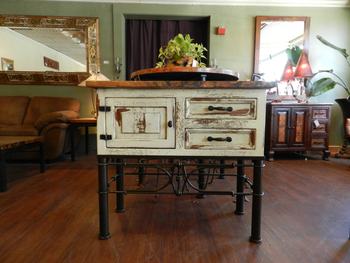 Custom Copper Console Table with Antique White Finish
