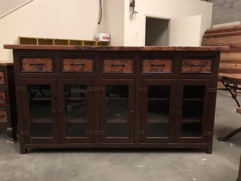 Custom Copper Buffet with Glass Doors
