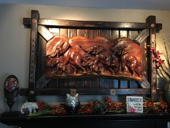 Carved Elephant Wall Panel