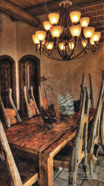 Rustic Teak Dining Table with Rice Plow Chairs