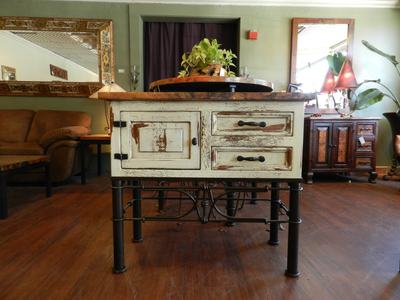 Image #10 - Custom Copper Console Table with Antique White Finish