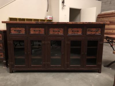 Image #26 - Custom Copper Buffet with Glass Doors