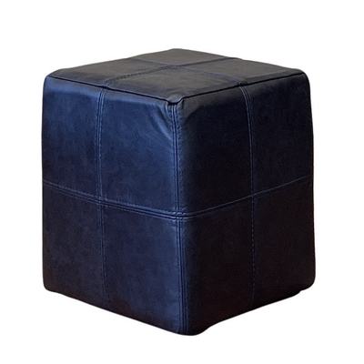 Image #1 about Cubo Regatta Blue Leather Ottoman