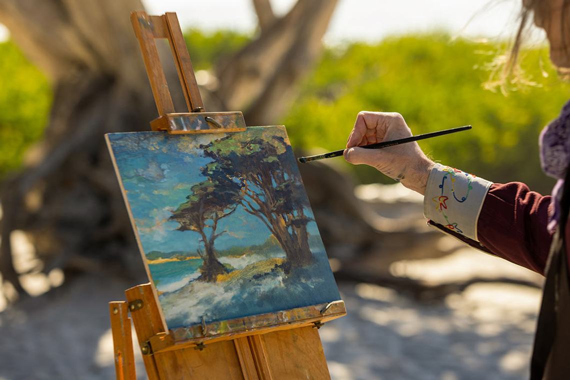 Image of Painter and Painting in Carmel-by-the-Sea, CA