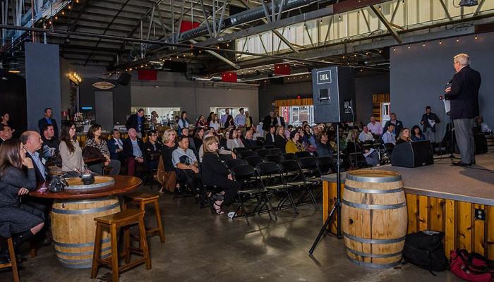 Photo of auditorium at Devils Canyon Brewing for Speaker Series | Hot Topics & Conversations on October 17, 2019