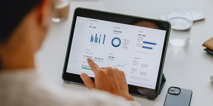 Image of computer screen displaying charts and data