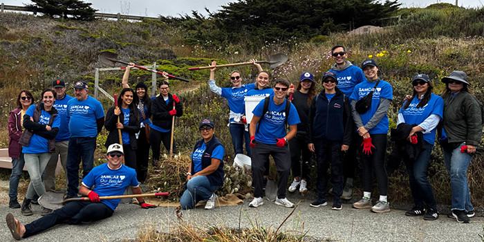 Group photo from habitat restoration activity on Friday July 17 2026 at Rockaway Beach in Pacifica