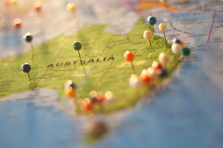 Map of Australia with pins
