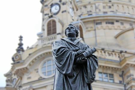 Statue of Martin Luther at Church of Our Lady, Germany