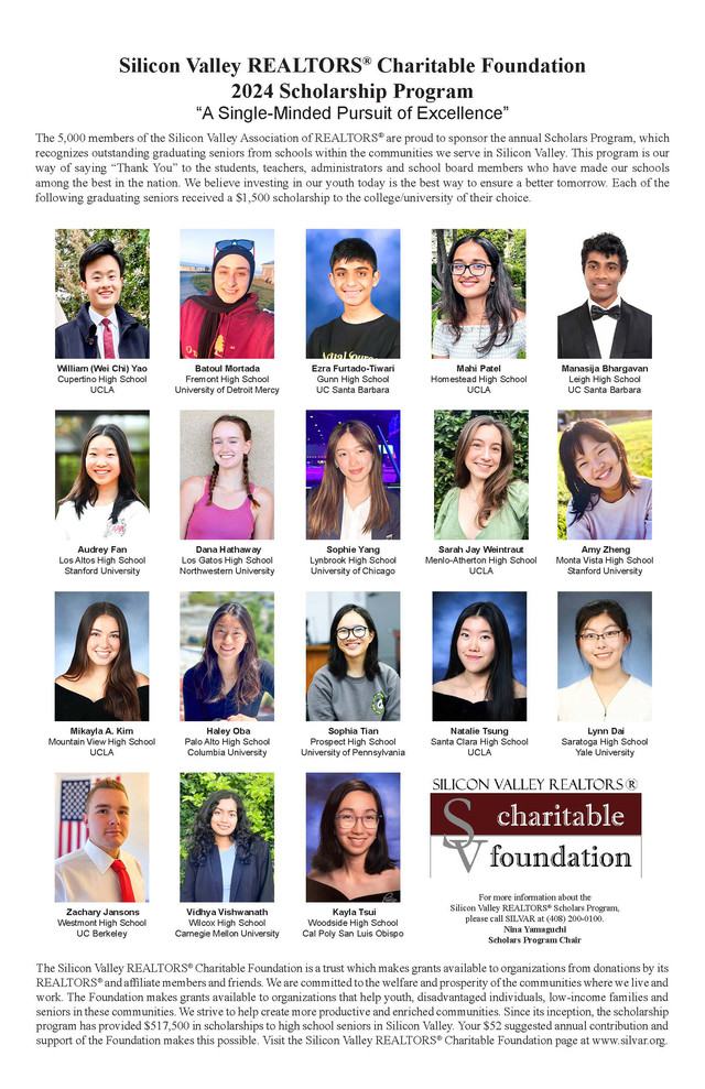 Image about Silicon Valley REALTORS&reg; Award Scholarships to 18 High School Seniors