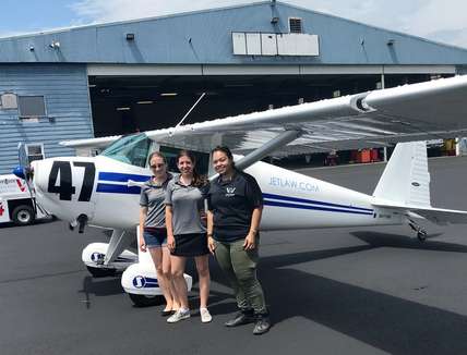 Image about Classic 47 and Frances Portillo (mechanic) at home 2018 (Photo by Air Race Classic)