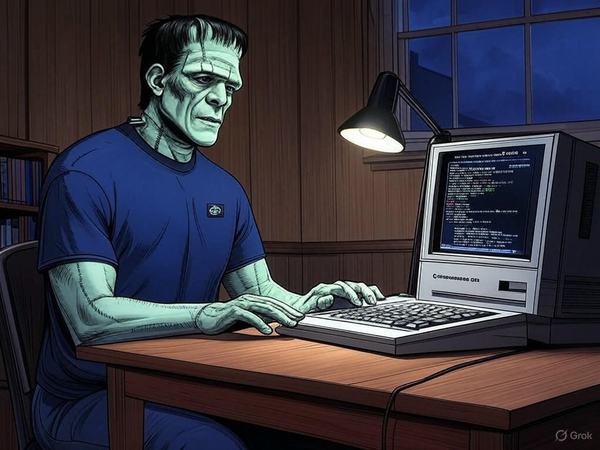 CFFrankenstein developing a web application using an antique computer.