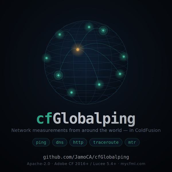 Network measurements from around the world - in ColdFusion // ping, dns, http, traceroute, mtr