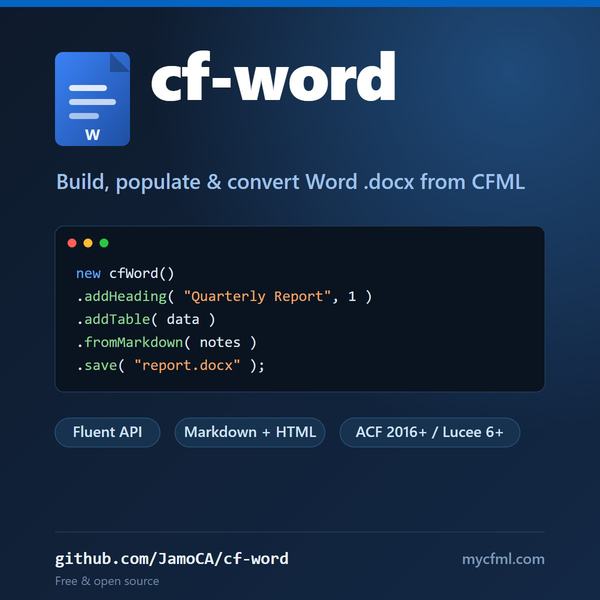 cf-word: build, populate and convert Word .docx from CFML