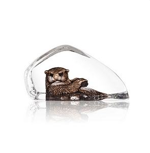 Mats Jonasson Floating Otter Sculpture  RETIRED LIMITED TO STOCK