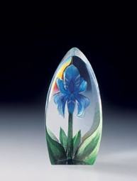 Blue Lily- Miniature Etched Glass by Mats Jonasson- MJ 88152