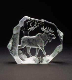 Bull Moose - Etched Crystal by Mats Jonasson-MJ 33566