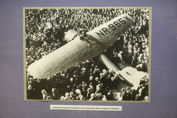 Image about Amelia was greeted by people in the thousands after landing in Oakland.