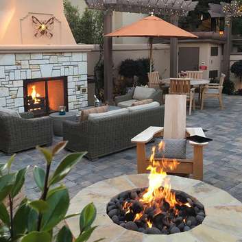 Outdoor Spa Patio with Firepits