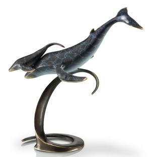Whale Pair on Wave Sculpture 80231