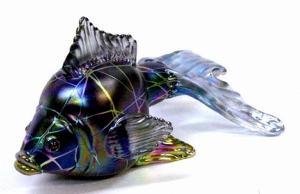 Cobalt Fancy Goldfish Sculpture by Stuart Abelman