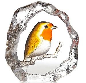 Mats Jonasson Crystal Hand painted Robin 34267