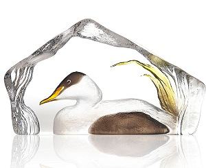 Mats Jonasson Eider Duck crystal sculpture