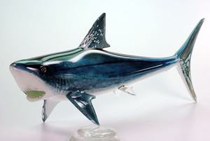 HOPKO ART GLASS GREAT WHITE TIGER SHARK