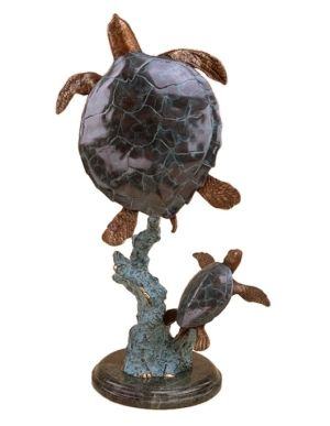 Sea Turtle with Baby Bronze Sealife Sculpture