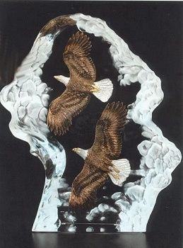 Two  Metal Eagles Sculpture Encased in Lucite, Ltd Ed. Achievement
