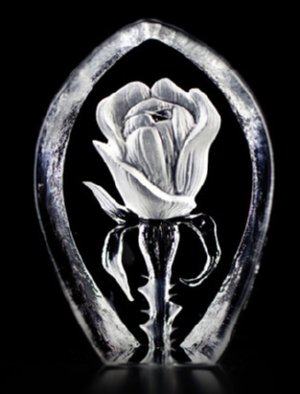 Miniture Rose  - Etched Glass Flower by Mats Jonasson-MJ 88145