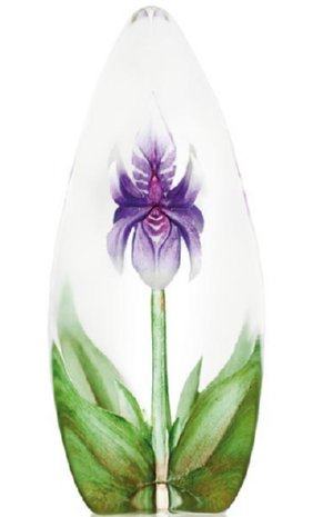 Purple Lily - Large Etched Crystal by Mats Jonasson - MJ 33815