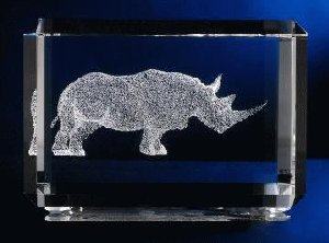 Laser Etched Crystal Rhinoceros - SALE