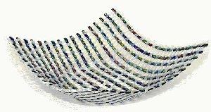 Serviente Glass Woven Airfoil Dish, Black & White Pearlescent