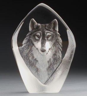 Mats Jonasson Etched Glass Wolf - MJ 33862 sboxale o