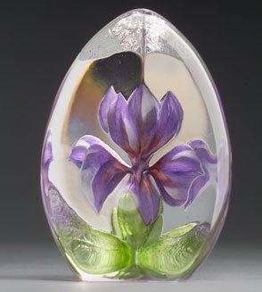 Mats Jonasson Purple Iris Etched Glass - MJ 33881