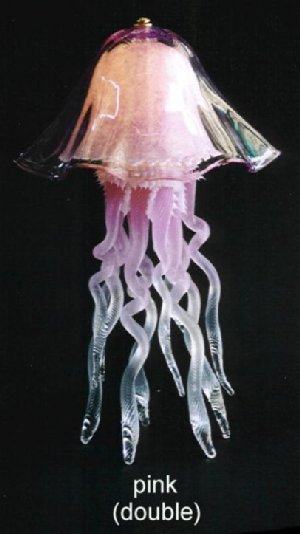 Pink Glass Jellyfish Lamp, Double Dome