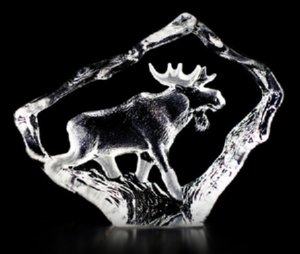 Mats Jonasson  Bull Moose - Miniature Etched Crystal- MJ 88130