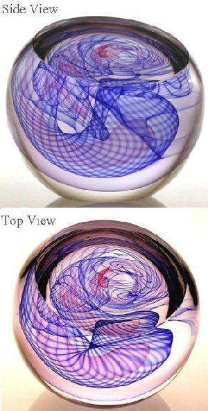 Spherical Sculpture with folded pink and blue swirl veils