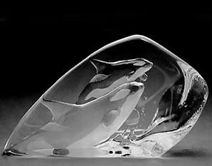 Mats Jonasson Crystal Killer Whales Crystal Sculpture