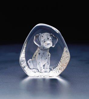 Mats Jonasson Dalmatian Puppy - Crystal Etched Sculpture MJ 33694