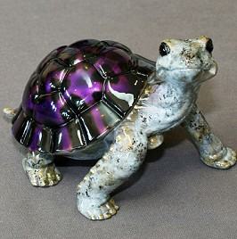 Black/Purple  Daden Bronze Turtle Sculpture by Barry Stein
