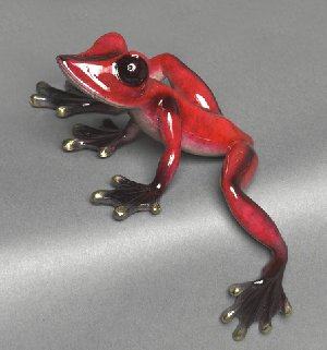 Red Elexess Bronze Frog Sculpture by Barry Stein
