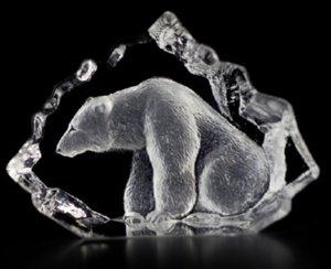 Mats Jonasson Polar Bear- Miniature Glass Etching MJ 88118