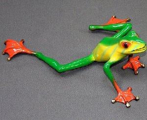 Multicolor Lime Footloose Bronze Frogs By Barry Stein