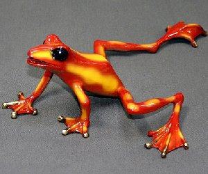 Fire Orange and Yellow Footloose Bronze Frog by Barry Stein