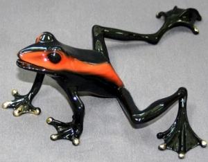Black and Orange Footloose Bronze Frog by Barry Stein